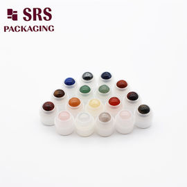 China round small colorful semi-precious stones roller ball plastic holder with ball for rollon bottle supplier